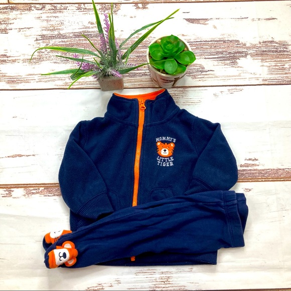 Carter's Other - Carter’s 2Pc Fleece Hooded Sweatshirt & Footies Pants Sz 3M